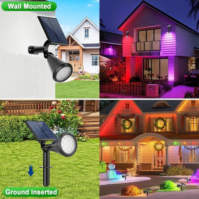 Alt view image 5 of 6 - Tadyreal Solar Lights Outdoor Waterproof Color Changing 180° Adjustable RGB Solar Powered Landscape Spot Lights for Yard 7 Lighting Modes Solar Spotlights for Pathway Garden Outside (8 Pack)