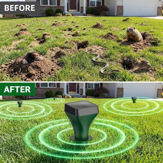 Alt view image 6 of 7 - 8 Pack Solar Powered Mole Repellent for Lawns & Gardens