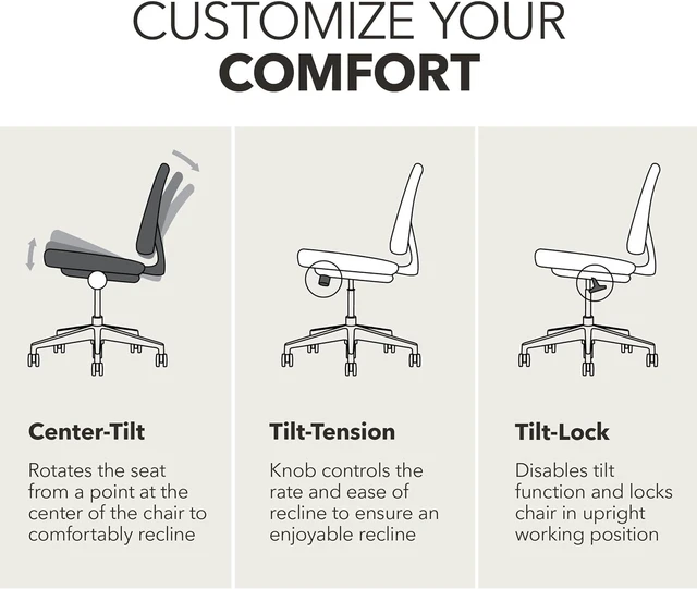 Alt view image 5 of 7 - Volt Armless Ergonomic Office Chair Black Desk Computer Chair