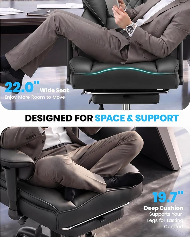 Alt view image 7 of 7 - Big & Tall Executive Office Chair with Adjustable Lumbar Support