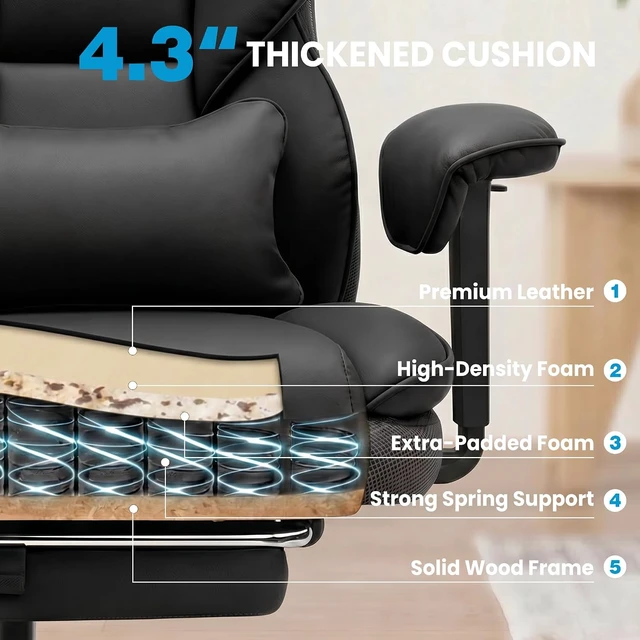 Alt view image 4 of 7 - Big & Tall Office Desk Chair with Pocket Spring Cushion