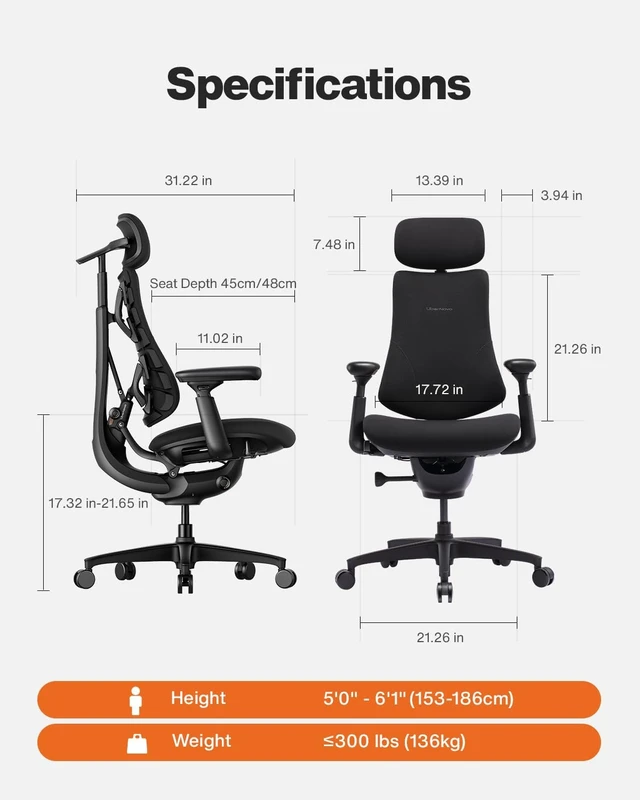 Alt view image 2 of 7 - Omni SE Dynamic Ergonomic Office Chair with Manual Lumbar, 48cm