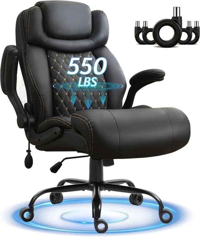 Main image of Office Chair, Big and Tall Executive Chair with Air-Lumbar Support, Breathable Desk Computer Chair with Adjustable Flip-up Armrests, Wide Cushion Seat Swivel Home Office Chair