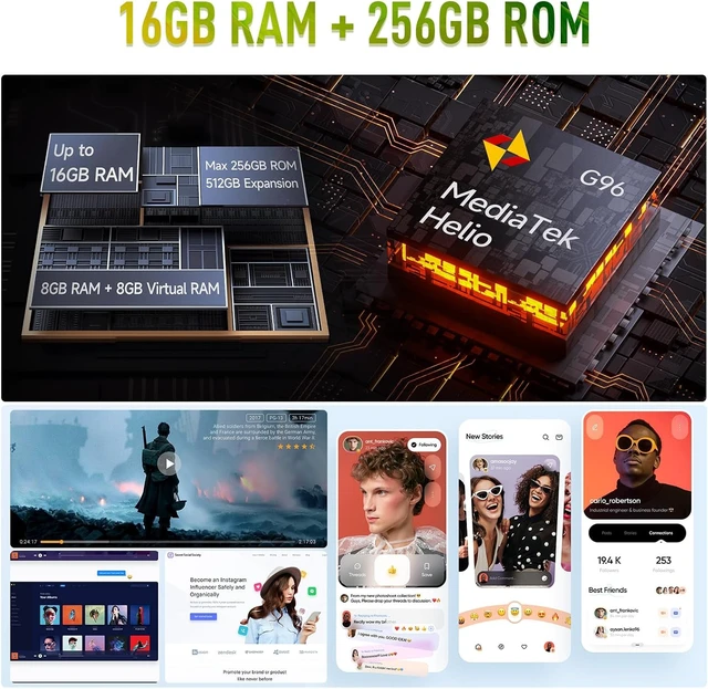 Alt view image 2 of 7 - Armor 22 Rugged Unlocked Smartphone 64MP + 64MP, Helio G96 16GB RAM 256GB ROM, 6.58" FHD+ 120Hz, 33W Charging 6600mAh, IP68/IP69K, NFC/IR Blaster, Green