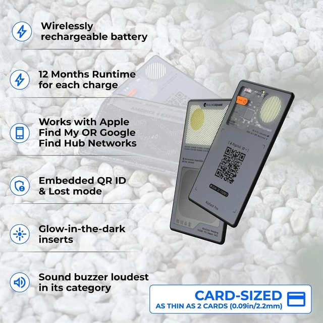 Alt view image 2 of 6 - AirCard Pro Dual Bluetooth Wallet Tracker iOS Find My & Google Android Find Hub Compatible, Wireless Charging, Anti-Loss Smart Locator, Gray