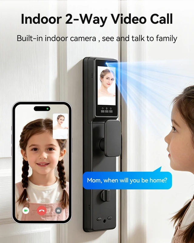 Alt view image 7 of 7 - Smart Lock with 3D Face Recognition, Dual Cameras & Doorbell