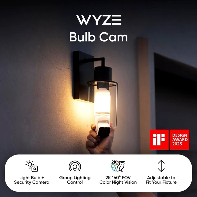 Alt view image 3 of 7 - Bulb Cam 2K HD Smart Light Bulb Security Camera, 2 Pack