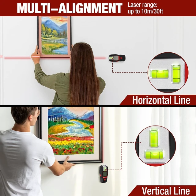 Alt view image 6 of 7 - ARROW 2-in-1 Stud Finder with Laser Level, Rechargeable Wall Stud