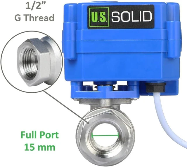 Alt view image 3 of 7 - Motorized Ball Valve, 1/2" NSF Certified 304SS with Full Port, 9-24V AC/DC, 2 Wire Auto Return Setup