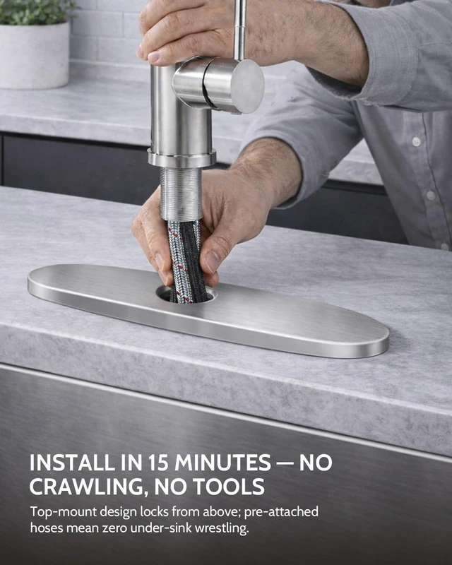 Alt view image 7 of 7 - Brushed Nickel Pull-Down Kitchen Faucet with Soap Dispenser