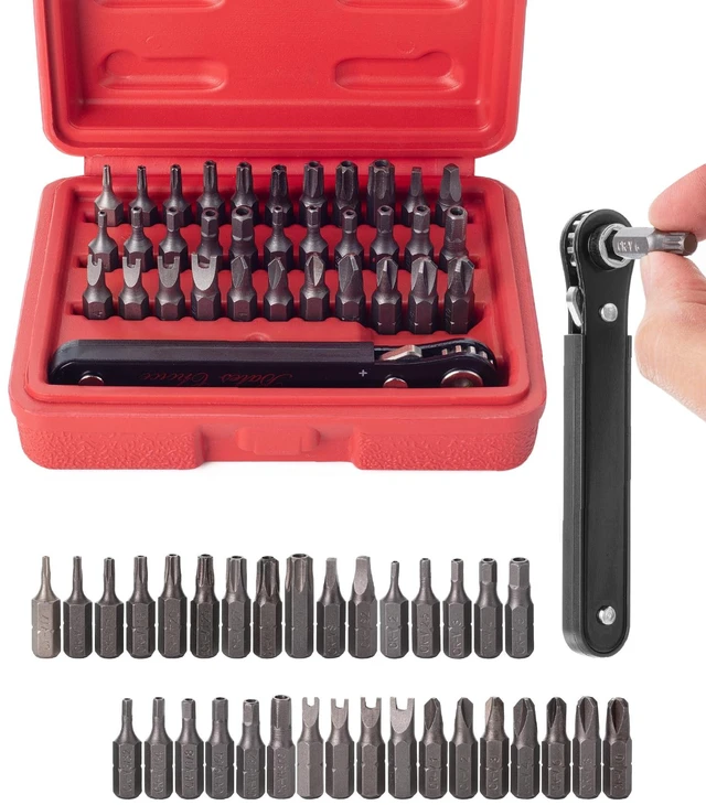 Main image of Tamper Proof Torx Bit Set, 13 Pieces Set, T4-T40, Torx Security Bit Set, Tamper-Proof Security with Mini Ratchet Wrench, 1/4-Inch Drive, 34-Piece