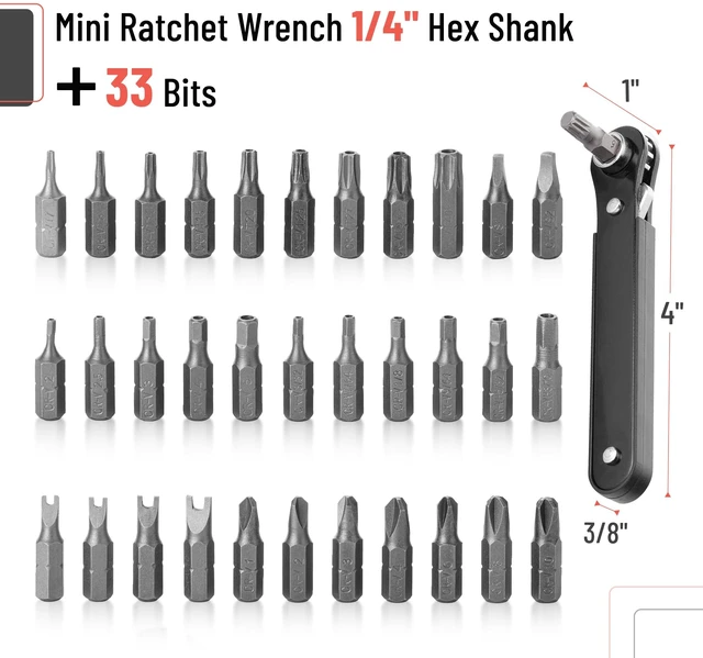 Alt view image 2 of 7 - Tamper Proof Torx Bit Set, 13 Pieces Set, T4-T40, Torx Security Bit Set, Tamper-Proof Security with Mini Ratchet Wrench, 1/4-Inch Drive, 34-Piece