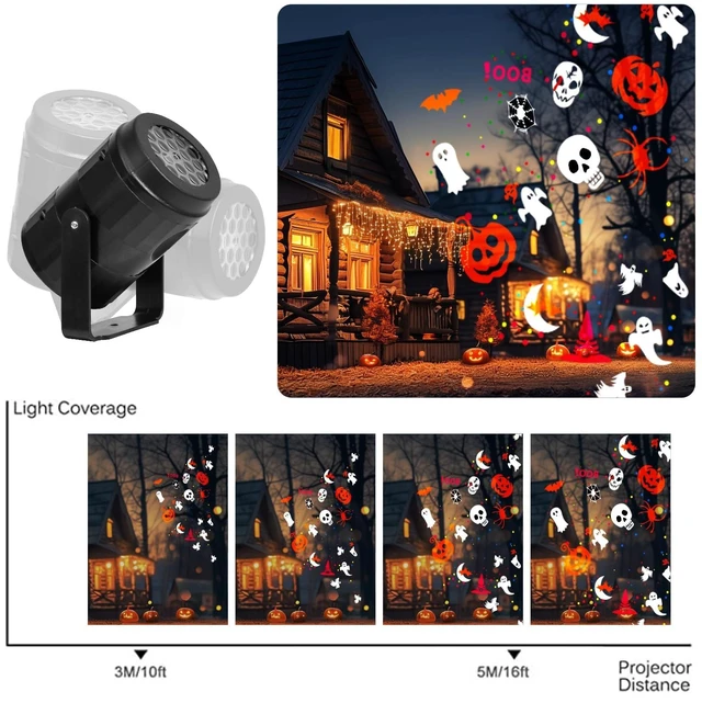 Alt view image 5 of 7 - Halloween Projector Lights Outdoor/Indoor, Led Lights Projector Waterproof for Holiday Decorations, Holiday Projector for Halloween Party