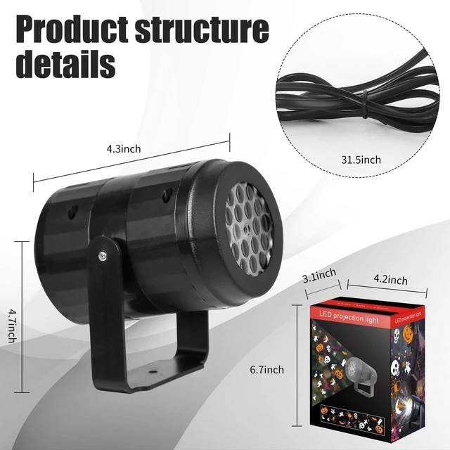 Alt view image 7 of 7 - Halloween Projector Lights Outdoor/Indoor, Led Lights Projector Waterproof for Holiday Decorations, Holiday Projector for Halloween Party