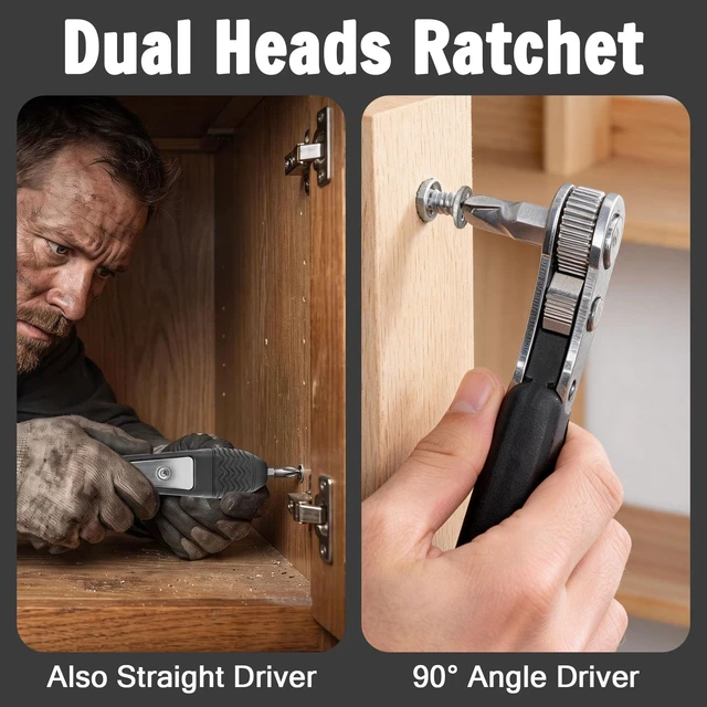 Alt view image 6 of 7 - 13-in-1 Right Angle Magnetic Screwdriver Set 36-Tooth Ratchet Wrench | Mini Pocket Ratcheting Screwdrivers for Tight Spaces, DIY/Home/Car Repairs Gift for DIYers, Handymen & Men - 12 Bits