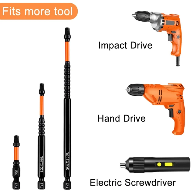 Alt view image 6 of 6 - Impact Bit Set, chjcoxk 10PCS #2 Square Drive Bits SQ2 Drill Bit, Magnetic S2 Steel Square Screwdriver Bit, 2" 4" 6" Long