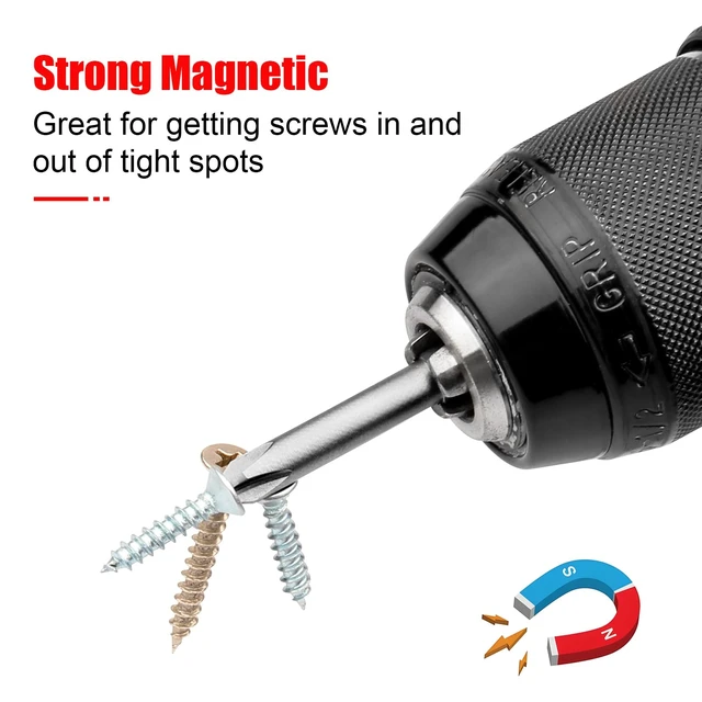 Alt view image 4 of 7 - 10 Pcs Slotted Phillips Magnetic Screwdriver Bit Set Flat Bits for Drill | Phillips and Flat Head, S2 Alloy Steel, 1/4 Inch Hex Shank, 2 Inch/50mm long