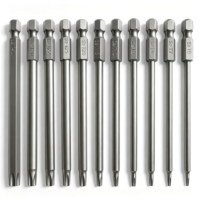 Alt view image 7 of 7 - 11Pcs Long Torx Screwdriver Drill Bit Set(100mm), Security Torx Bit | Star Screwdriver Drill Bits Include T6 T7 T8 T9 T10 T15 T20 T25 T27 T30 T40 Magnetic Bits with 1/4" Hex Shank - 4 Inch Length