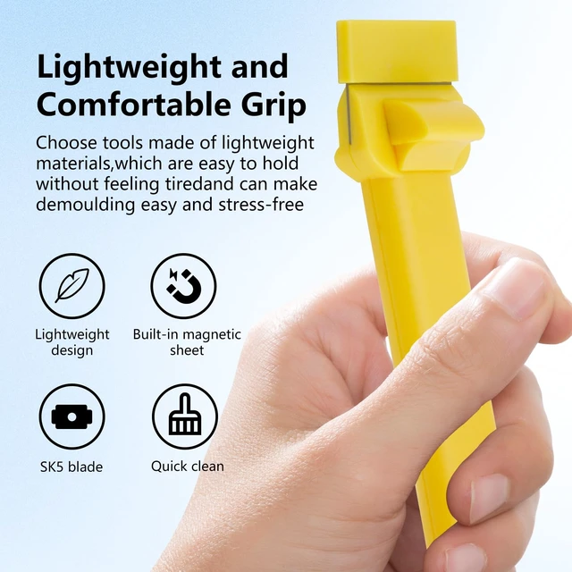 Alt view image 4 of 7 - Professional 3D Printer Tools, Upgraded Metal 3D Printer Scraper, Plastic Handle Hot Bed Blade, Putty Non-Rusting Scraper Tool, Comfortable Grip
