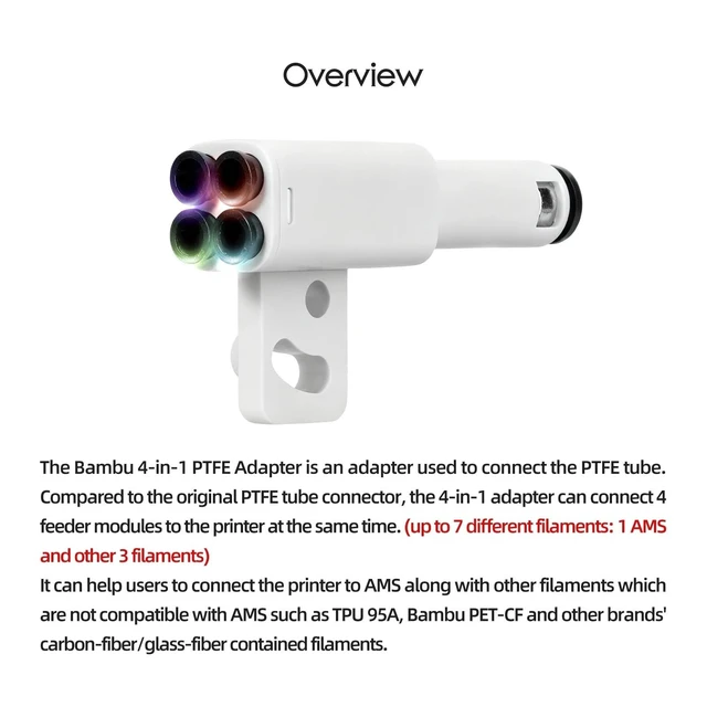 Alt view image 6 of 7 - Compatible with Bambu H2C 4-in-1 PTFE Adapter 3D Printer Replacement Parts 3D Printers