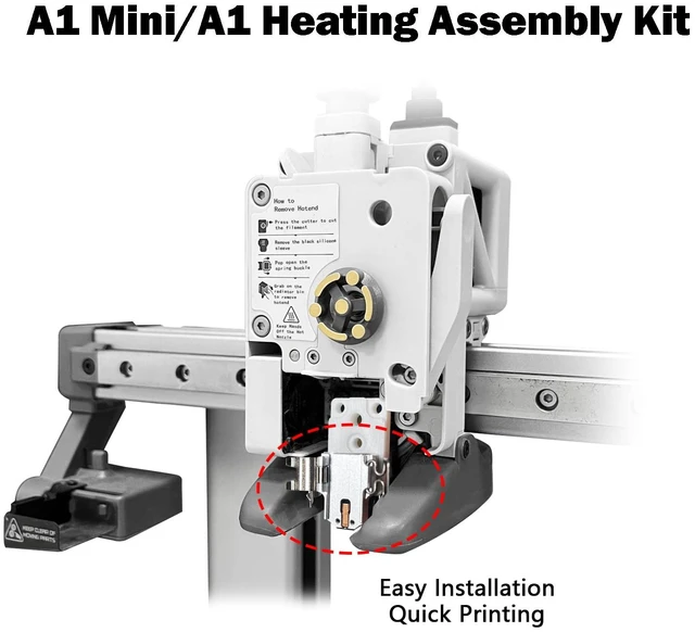 Alt view image 7 of 7 - Heating Assembly Kit for A1 Mini/A1/A2L Ceramic Zirconia Heat Insulation Block Heating Component Heater Cartridge and Thermistor Temperature Sensor Heat-Insulating Base Clip for Bambu Lab