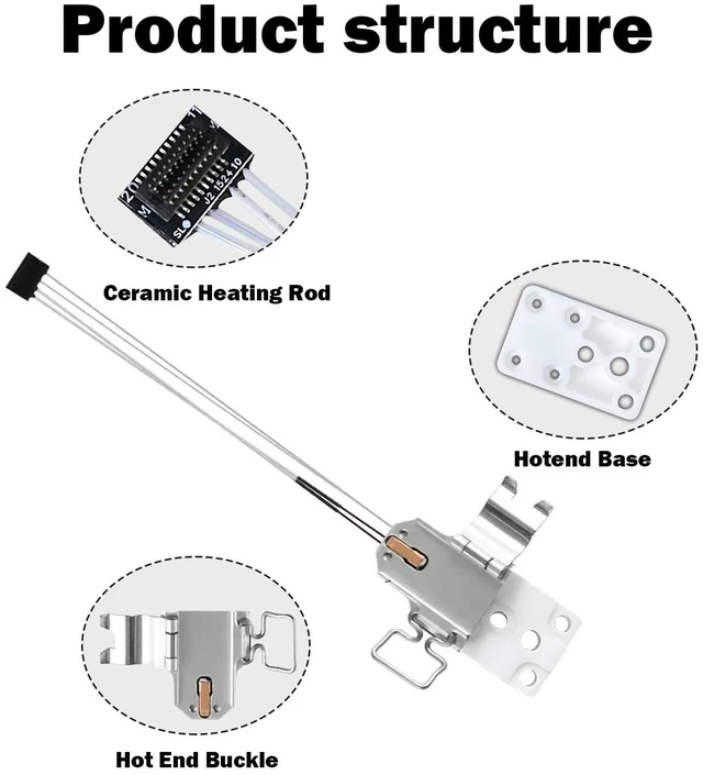Alt view image 6 of 7 - Heating Assembly Kit for A1 Mini/A1/A2L Ceramic Zirconia Heat Insulation Block Heating Component Heater Cartridge and Thermistor Temperature Sensor Heat-Insulating Base Clip for Bambu Lab
