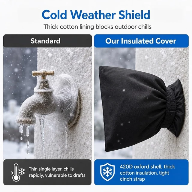 Alt view image 3 of 7 - Outdoor Faucet Covers for Winter Freeze Protection (2) | Waterproof, Hose Bib Cover, Patio Winterizing, Outside Yard Use