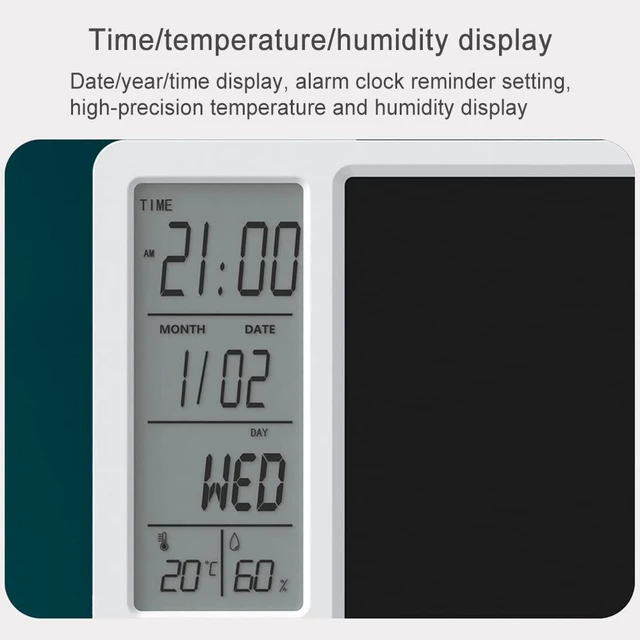Alt view image 3 of 7 - Electronic Desktop Calendar Rechargeable Writing Notepad with Digital Clock | Digital Clock Date Time Week Indoor Temperature Display,Magnetic Stylus,9.5inch White Drawing Pad for Office Home Decor