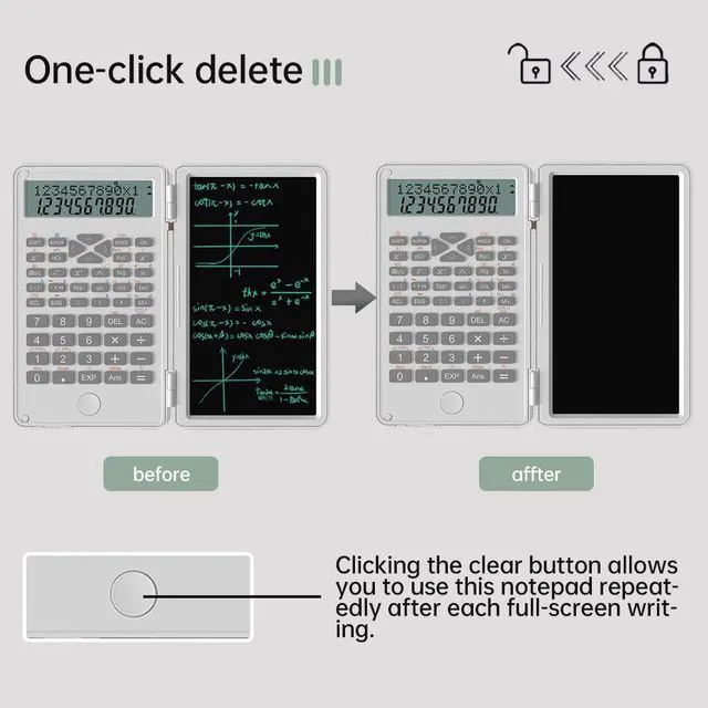 Alt view image 3 of 7 - Scientific Calculator with Writing Tablet 2in1 Pocket Calculator Notepad | Multi-Function 12 Digit Desktop Calculator White Math Calculator for Office, School, Home & Basic Financial