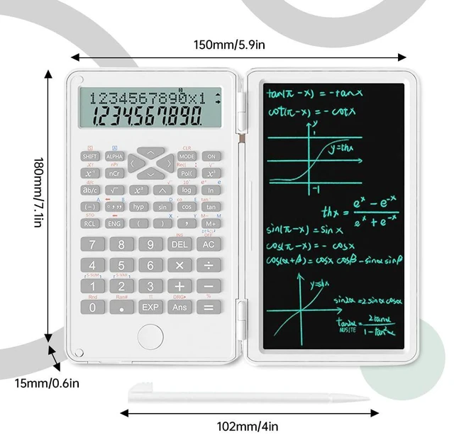 Alt view image 5 of 7 - Scientific Calculator with Writing Tablet 2in1 Pocket Calculator Notepad | Multi-Function 12 Digit Desktop Calculator White Math Calculator for Office, School, Home & Basic Financial