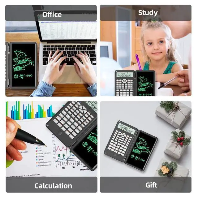 Alt view image 7 of 7 - Scientific Calculator with Writing Tablet Foldable Financial Calculator | Desk Portable Basic Calculator with Notepad and Stylus, Professional Standard Calculato for Office, School, Home & Basic