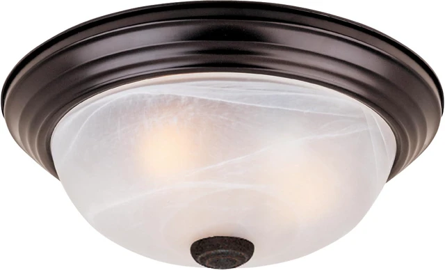 Main image of DESIGNERS FOUNTAIN Reedley 3-Lights Flush Mount Ceiling Light, 15 Inch Lighting Fixture for Kitchen, Bedroom, Bathroom, and Hallway, White Alabaster Glass, Oil Rubbed Bronze, 1257L-ORB-AL