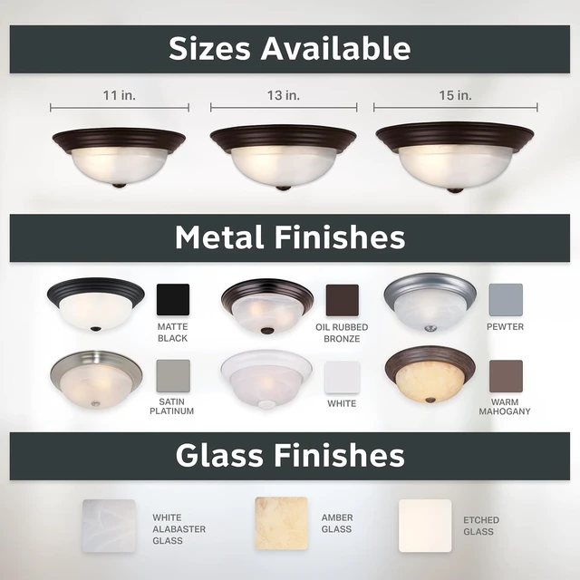 Alt view image 6 of 6 - DESIGNERS FOUNTAIN Reedley 3-Lights Flush Mount Ceiling Light, 15 Inch Lighting Fixture for Kitchen, Bedroom, Bathroom, and Hallway, White Alabaster Glass, Oil Rubbed Bronze, 1257L-ORB-AL
