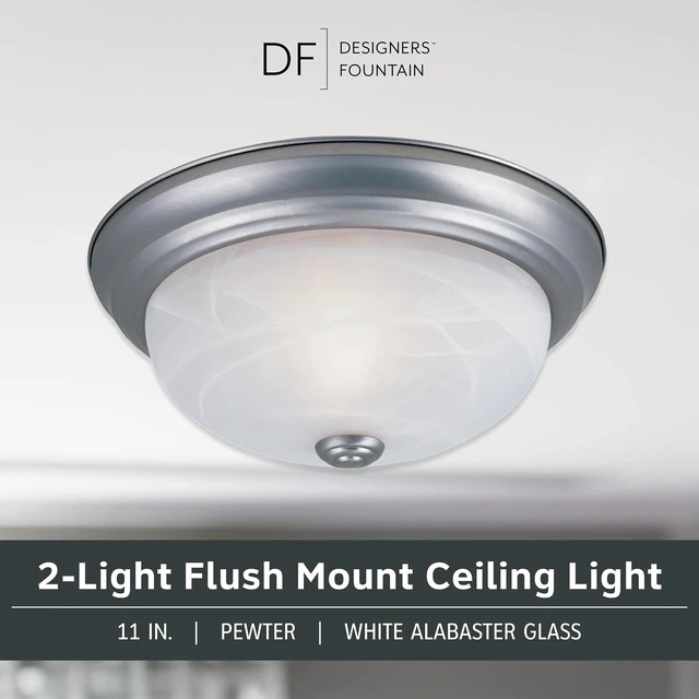 Alt view image 2 of 6 - DESIGNERS FOUNTAIN Reedley 11-Inch 2-Light Flush Mount, Pewter