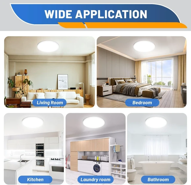 Alt view image 7 of 7 - Allsmartlife LED Flush Mount Ceiling Light Fixture, 12inch 24W 2880lm CCT 3000K/4000K/6500K Thin Round Flat Panel Light Surface Mount for Kitchen, Bedroom, Laundry. Dimmable Ceiling Lamp