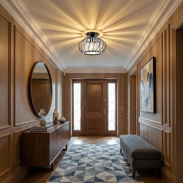Alt view image 3 of 7 - Black Crystal Ceiling Light Fixture - Small Crystal Chandelier Semi Flush Mount Ceiling Light Modern Hallway Lights fixtures for Entryway Bedroom Porch Kitchen (11 Inch, Bulb not Included)