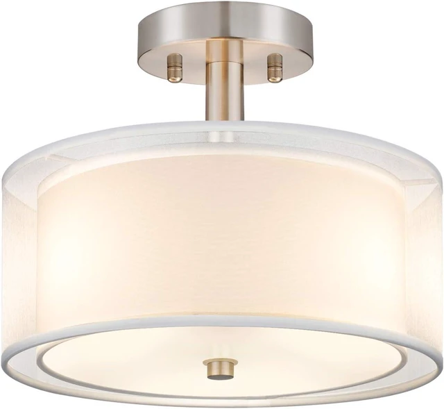 Main image of 3-Light Semi Flush Mount Ceiling Light Fixture, Drum Light Ceiling Lighting