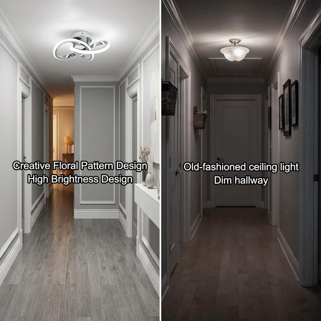 Alt view image 3 of 7 - CANEOE Hallway Light Acrylic Modern LED Ceiling Light Fixtures Cool White 6000K Close to Ceiling Lights for Bedroom Bathroom Kitchen Balcony Corridor Stair Aisle Curved Creative Design Ceiling lamp