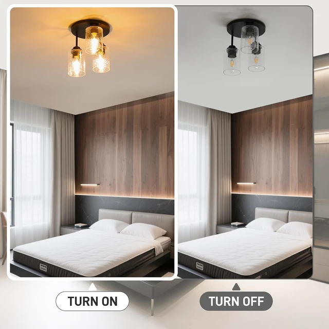 Alt view image 3 of 7 - hykolity Semi Flush Mount Ceiling Light, Close to Ceiling Light Fixtures