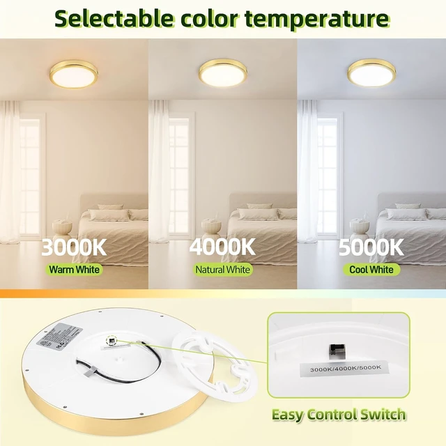 Alt view image 2 of 7 - hykolity 9 Inch Selectable CCT LED Round Flat Panel Light,1800LM,2 Pack