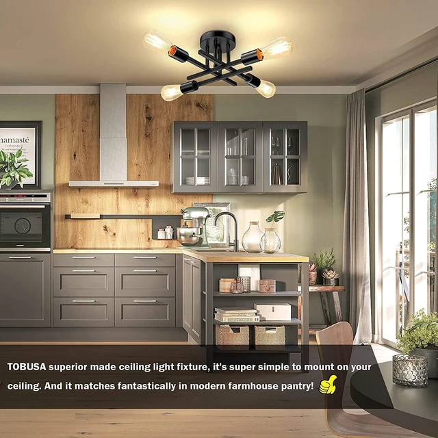 Alt view image 2 of 7 - TOBUSA Modern 4-Light Semi Flush Mount Ceiling Light Fixture, Matte Black