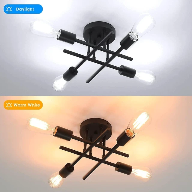 Alt view image 4 of 7 - TOBUSA Modern 4-Light Semi Flush Mount Ceiling Light Fixture, Matte Black