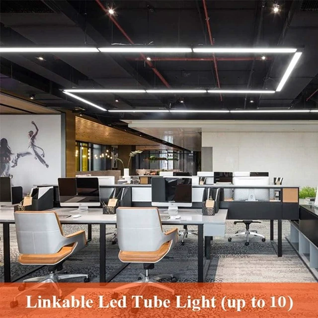 Alt view image 3 of 7 - Airand LED Shop Light Fixture 4FT Plug in Ceiling Lights Linkable LED Tube Light 5000K Plug in Light Fixture for Bathroom Garage Overhead with ON/Off Switch