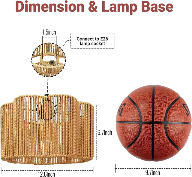 Alt view image 5 of 7 - Hanging Lamps Rattan Pendant Light Hanging Lights 16.4ft Plug in Cord Pendant Light Fixture Plug Into Wall Outlet Pendant Lighting with On Off Switch for Bedroom Living (Cylindrical Flower Shade)