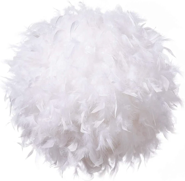 Main image of Waneway 15.7 inches Feather Lamp Shade for Ceiling Pendant Light, Lampshade for Table Lamp and Floor Lamp for Living Room, Bedroom, Wedding or Party Decoration, White