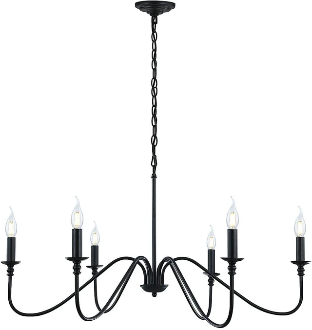 Main image of Miluolan Black Chandelier, 6-Light Farmhouse Chandelier for Dining Room