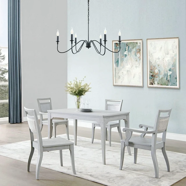 Alt view image 3 of 7 - Miluolan Black Chandelier, 6-Light Farmhouse Chandelier for Dining Room
