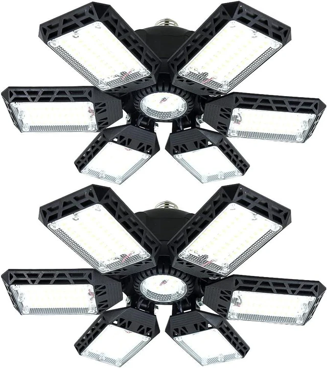 Main image of 2-Pack LED Garage Lights, 160W 16000LM 6500K Garage Lights Ceiling Led Bulb with 6+1 Adjustable Panels, LED Shop Light for Basement Workshop Attic