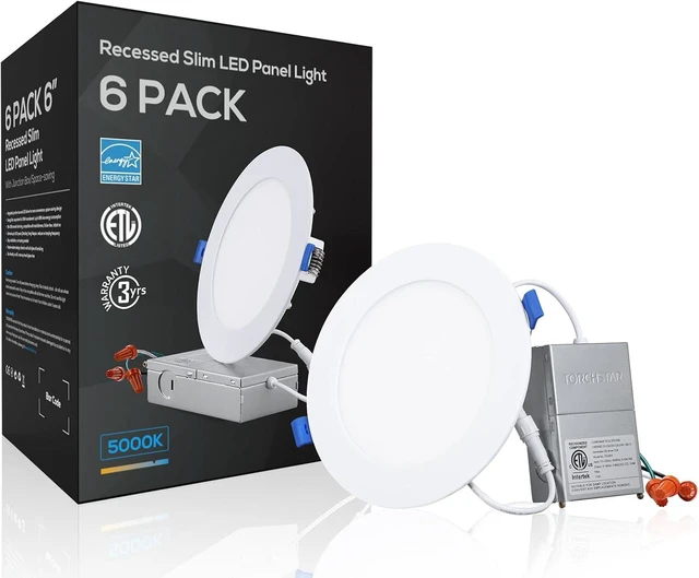 Main image of TORCHSTAR 6-Pack 6 Inch Ultra-Thin LED Recessed Light, CRI90 12W, 5000K