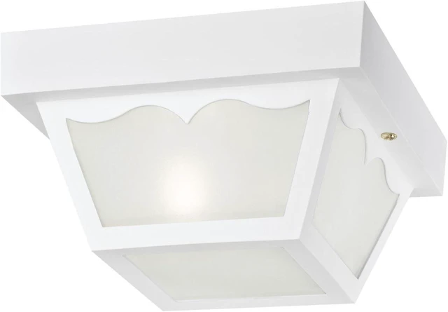 Main image of Westinghouse 6697500 Traditional One-Light Outdoor Flush-Mount Fixture, White Finish on Polypropylene, Frosted Glass Panels